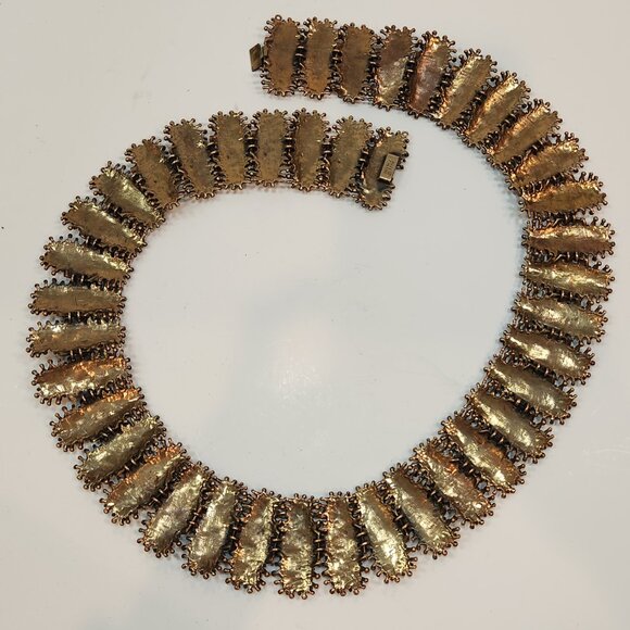 1960s Mid Cent. Finnish Modernist Brutalist Statement Belt Brass W/Bronze Finish - Picture 4 of 6